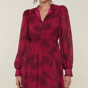 Rachel Parcell Long Sleeve Mock Neck Midi Burgundy M